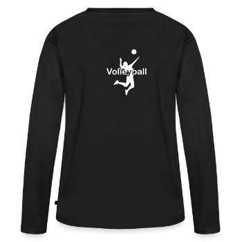 Joueuse de volleyball écrivant au milieu des blancs - T-shirt manches longues Premium bio Femme - noir - Dos - Julia (174cm)