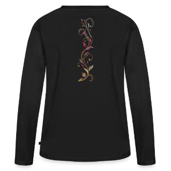 Vine, ornament - Women's Premium Organic Long Sleeve Shirt - black - Back - Julia (174cm)