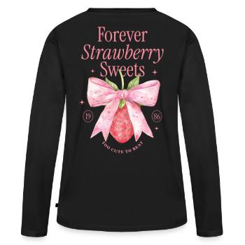 Coquette Bow fraise millésime - T-shirt manches longues Premium bio Femme - noir - Dos - Julia (174cm)