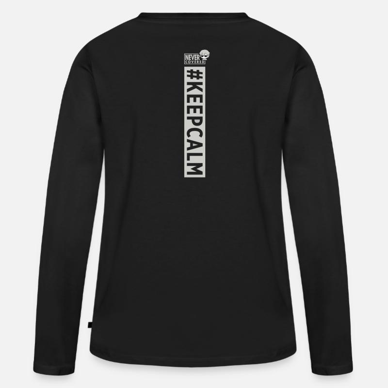 Hashtag #KEEPCALM - Maglia a maniche lunghe ecologica premium da donna - nero