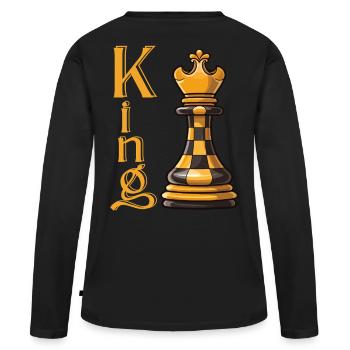 Roi des échecs Élégance - T-shirt manches longues Premium bio Femme - noir - Dos - Julia (174cm)