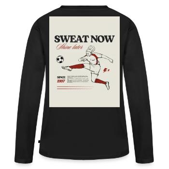 Sweat Now Shine Later Frauen Fußball-T-Shirt Fußball - Frauen Premium Bio Langarmshirt - Schwarz - Hinten - Julia (174cm)