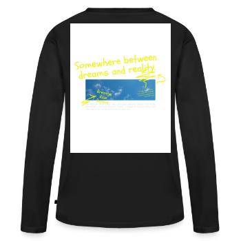 Entre le rêve et la réalité - T-shirt manches longues Premium bio Femme - noir - Dos - Julia (174cm)