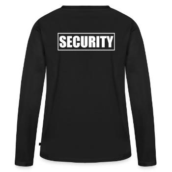 Videur de service de sécurité service de sécurité - T-shirt manches longues Premium bio Femme - noir - Dos - Julia (174cm)