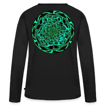 Trippy Mandala Fractal - Women's Premium Organic Long Sleeve Shirt - black - Back - Julia (174cm)