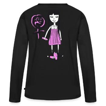 Molly - Girl Power, graffiti féministe - T-shirt manches longues Premium bio Femme - noir - Dos - Julia (174cm)