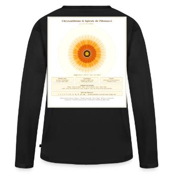Chrysantème et Spirale de Fibonacci - T-shirt manches longues Premium bio Femme - noir - Dos - Julia (174cm)