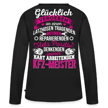 KFZ-Meister Mechatroniker - Frauen Premium Bio Langarmshirt - Schwarz - Hinten - Julia (174cm)