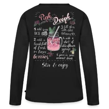 Pink Drink - Frauen Premium Bio Langarmshirt - Schwarz - Hinten - Julia (174cm)