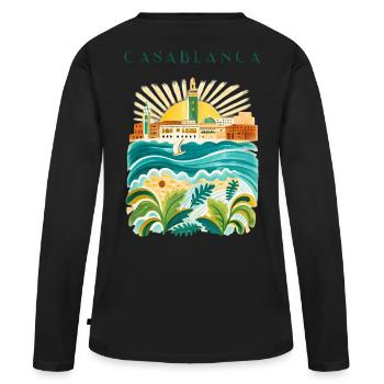 Illustration de l’Idylle côtier de Casablanca - T-shirt manches longues Premium bio Femme - noir - Dos - Julia (174cm)