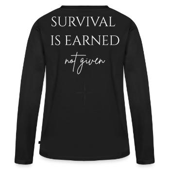 La survie se mérite - T-shirt manches longues Premium bio Femme - noir - Dos - Julia (174cm)