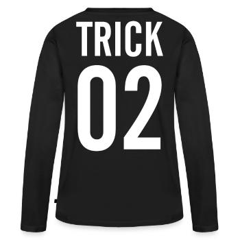 TRICK - T-shirt manches longues Premium bio Femme - noir - Dos - Julia (174cm)