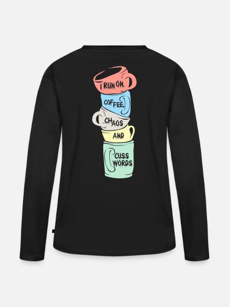 Kaffee - Frauen Premium Bio Langarmshirt - Schwarz