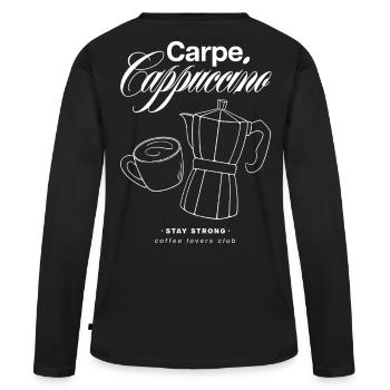 Carpe Cappuccino Design - T-shirt manches longues Premium bio Femme - noir - Dos - Julia (174cm)