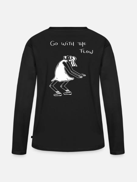 Lassen Sie sich treiben - Frauen Premium Bio Langarmshirt - Schwarz