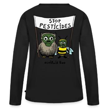 ecolOwl & Bee color - Women's Premium Organic Long Sleeve Shirt - black - Back - Julia (174cm)