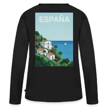 Idylle côtier espagnol - T-shirt manches longues Premium bio Femme - noir - Dos - Julia (174cm)