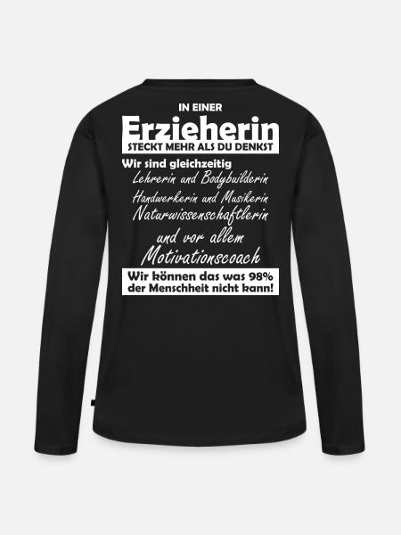 Erzieherin - Frauen Premium Bio Langarmshirt - Schwarz