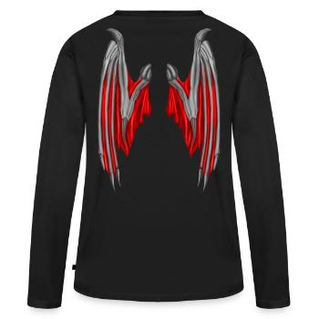 Aile de démon en rouge - T-shirt manches longues Premium bio Femme - noir - Dos - Julia (174cm)
