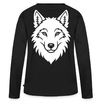 Wolf Head Art naturel élégant en nature sauvage - T-shirt manches longues Premium bio Femme - noir - Dos - Julia (174cm)