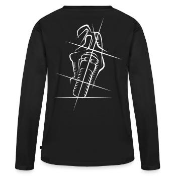 Motorrad Supersport Racing Biker Symbol Skizze - Frauen Premium Bio Langarmshirt - Schwarz - Hinten - Julia (174cm)