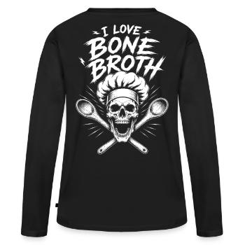 I Love Bone Broth Skull - Frauen Premium Bio Langarmshirt - Schwarz - Hinten - Julia (174cm)