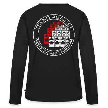 Tekno contre le fascisme et le racisme - T-shirt manches longues Premium bio Femme - noir - Dos - Julia (174cm)