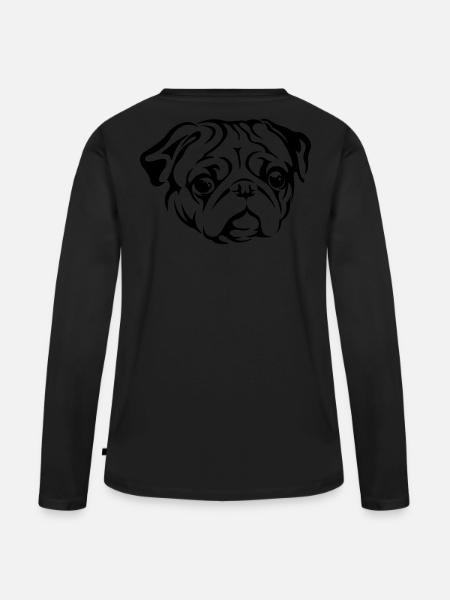 Mops - Frauen Premium Bio Langarmshirt - Schwarz