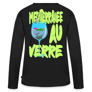 Méditerranée au Verre - Suréalisme petiteToulon - T-shirt manches longues Premium bio Femme - noir - Dos - Julia (174cm)