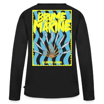 Brume Marine et  éventaile de sardines - T-shirt manches longues Premium bio Femme - noir - Dos - Julia (174cm)