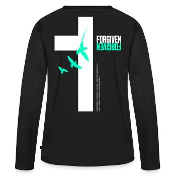Forgiven Cross & Flying Birds - Women's Premium Organic Long Sleeve Shirt - black - Back - Julia (174cm)