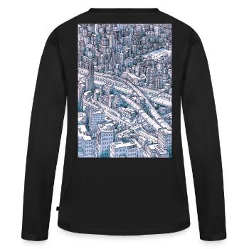 Central Park NYC - T-shirt manches longues Premium bio Femme - noir - Dos - Julia (174cm)