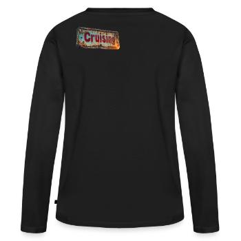 Enseigne de croisière au look vintage rouillé - T-shirt manches longues Premium bio Femme - noir - Dos - Julia (174cm)
