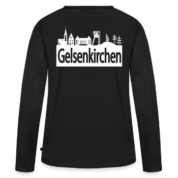 Skyline Gelsenkirchen - T-shirt manches longues Premium bio Femme - noir - Dos - Julia (174cm)