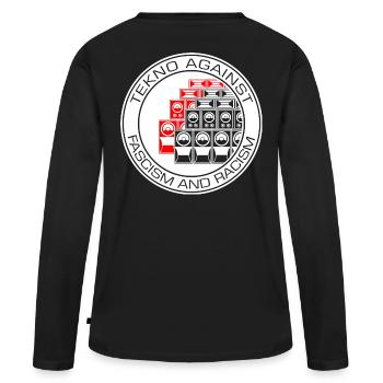 Tekno contre le fascisme et le racisme - T-shirt manches longues Premium bio Femme - noir - Dos - Julia (174cm)