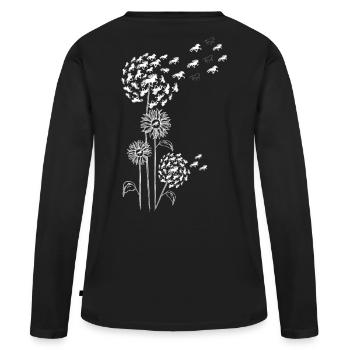 Pusteblume mit Blüte und Tölt Weiss - Frauen Premium Bio Langarmshirt - Schwarz - Hinten - Julia (174cm)