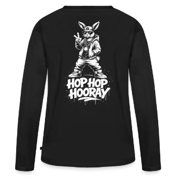 HOP HOP HOURRA Bunny - T-shirt manches longues Premium bio Femme - noir - Dos - Julia (174cm)
