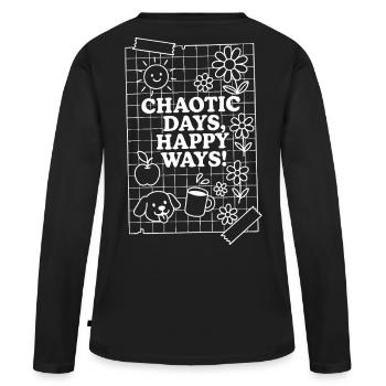 Jours chaotiques (blanc) - T-shirt manches longues Premium bio Femme - noir - Dos - Julia (174cm)