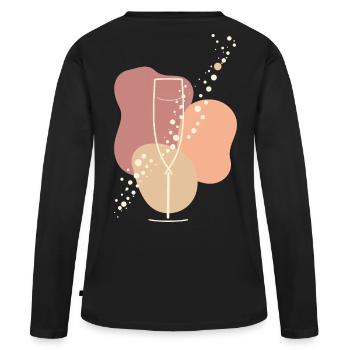 Amateur de vins mousseux, Aura pétillante - T-shirt manches longues Premium bio Femme - noir - Dos - Julia (174cm)