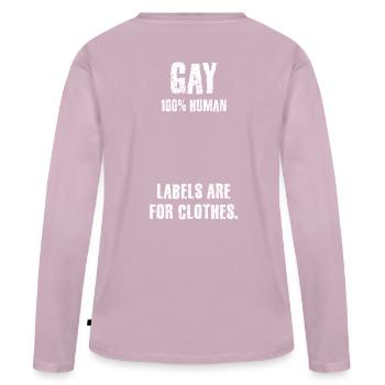 Gay, gay, lesbienne, gay, tolérance, csd - T-shirt manches longues Premium bio Femme - rose poudré - Dos - Julia (174cm)