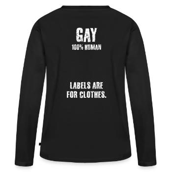 Homosexuell, Schwul, Lesbisch, Gay, Toleranz, Csd - Frauen Premium Bio Langarmshirt - Schwarz - Hinten - Julia (174cm)
