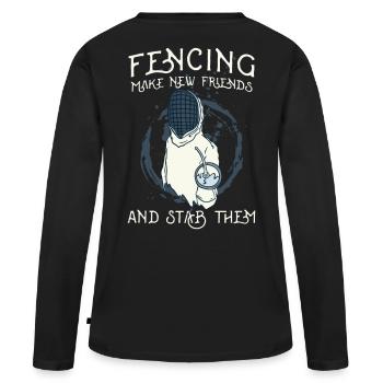 Fechten Fechter - Frauen Premium Bio Langarmshirt - Schwarz - Hinten - Julia (174cm)