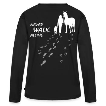Hund Pferd Reiterin - Never walk alone, gemeinsam - Frauen Premium Bio Langarmshirt - Schwarz - Hinten - Julia (174cm)