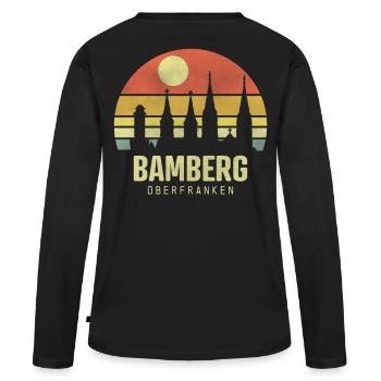 Bamberg Bamberg Ville de Haute-Franconie Coordonnées - T-shirt manches longues Premium bio Femme - noir - Dos - Julia (174cm)