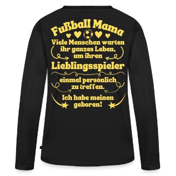 Footballeur Maman Joueur Préféré Né en Jaune - T-shirt manches longues Premium bio Femme - noir - Dos - Julia (174cm)