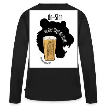 im Bier liegt die Kraft - Frauen Premium Bio Langarmshirt - Schwarz - Hinten - Julia (174cm)