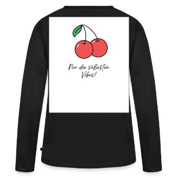 Süße Vibes - Frauen Premium Bio Langarmshirt - Schwarz - Hinten - Julia (174cm)