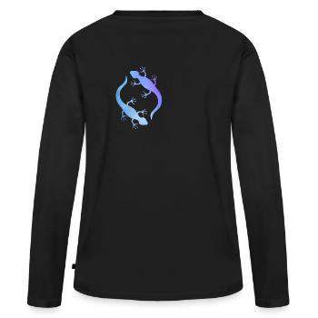 Blaue Echsen - Frauen Premium Bio Langarmshirt - Schwarz - Hinten - Julia (174cm)