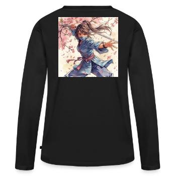 Flower Blade Ninja in Kimono - Women's Premium Organic Long Sleeve Shirt - black - Back - Julia (174cm)