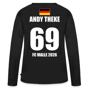Malle 2026 Andy Theke 69 FC Malle 2026 - T-shirt manches longues Premium bio Femme - noir - Dos - Julia (174cm)